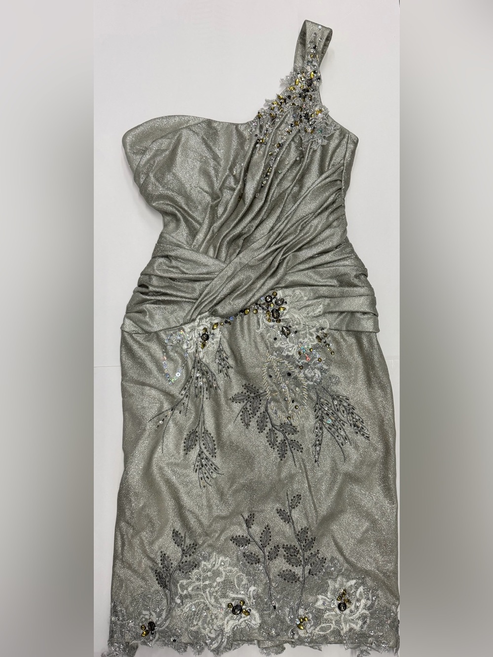 Mandalay silver sparkly one shoulder dress size 10